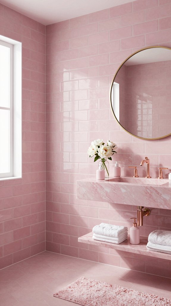 glossy pink tiles elegance