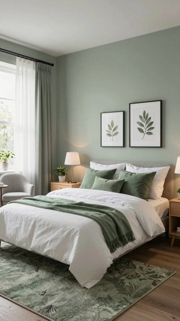 gray green bedroom tranquility