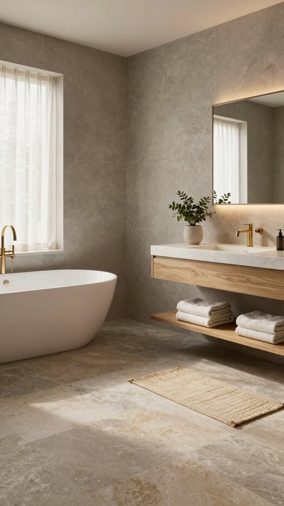 20 Neutral Bathroom Ideas That Feel Warm and Inviting 4 grounded elegance with warmth