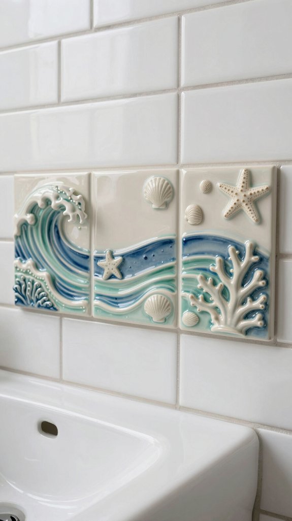 24 Bathroom Tiles Combination Ideas for a Designer Finish 19 handcrafted coastal ceramic borders
