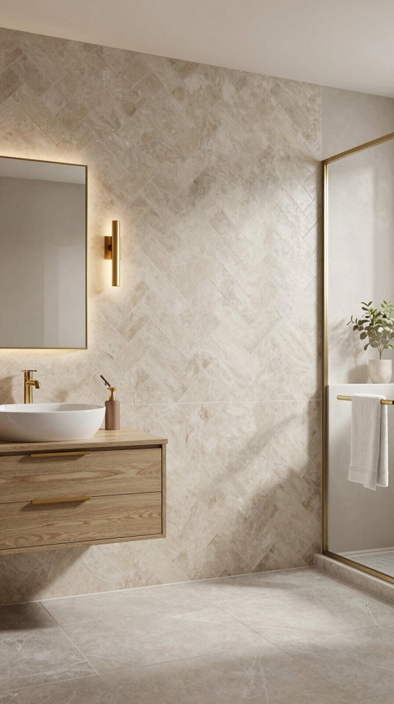 herringbone beige tile elegance