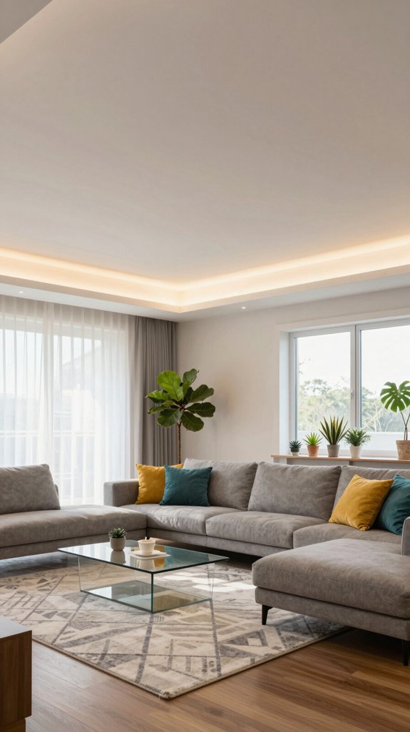 11 Profile Light Ceiling Design Ideas for Living Rooms 4 illuminated floating ceiling effect