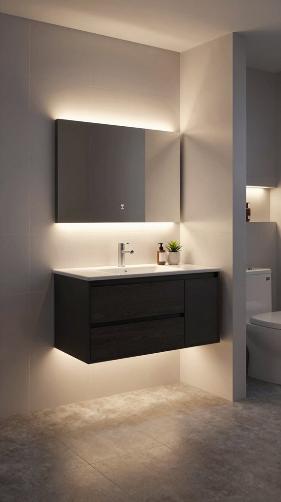 23 Bathroom Mirror and Lighting Ideas for a Brighter Space 15 illuminated under cabinet pathways
