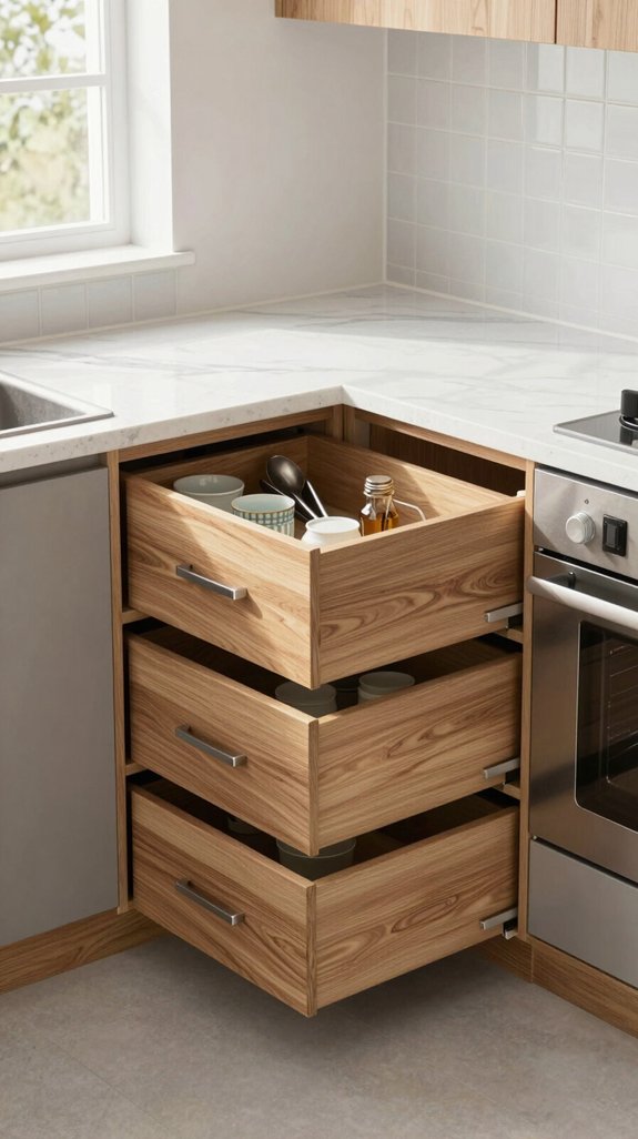 16 Kitchen Corner Cabinet Ideas That Maximize Storage 4 innovative corner drawer cabinets