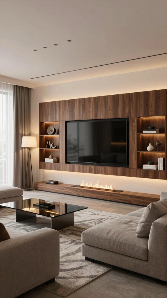 integrated media fireplace design
