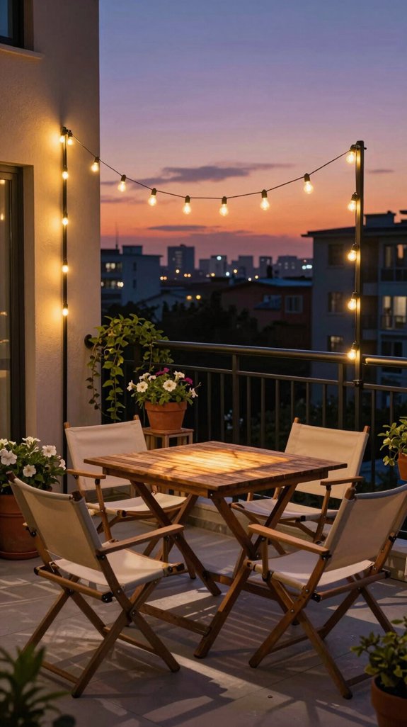 inviting balcony string lights