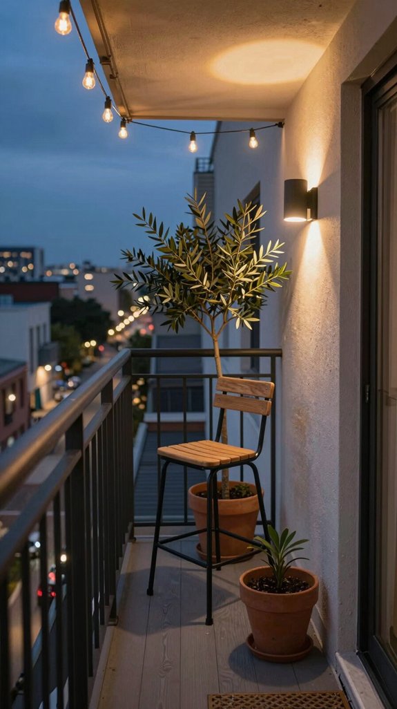 inviting evening balcony lighting