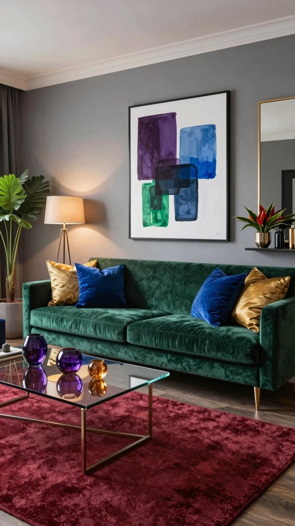 15 Gray Living Room Design Ideas for a Timeless Interior 8 jewel tones elevate gray spaces