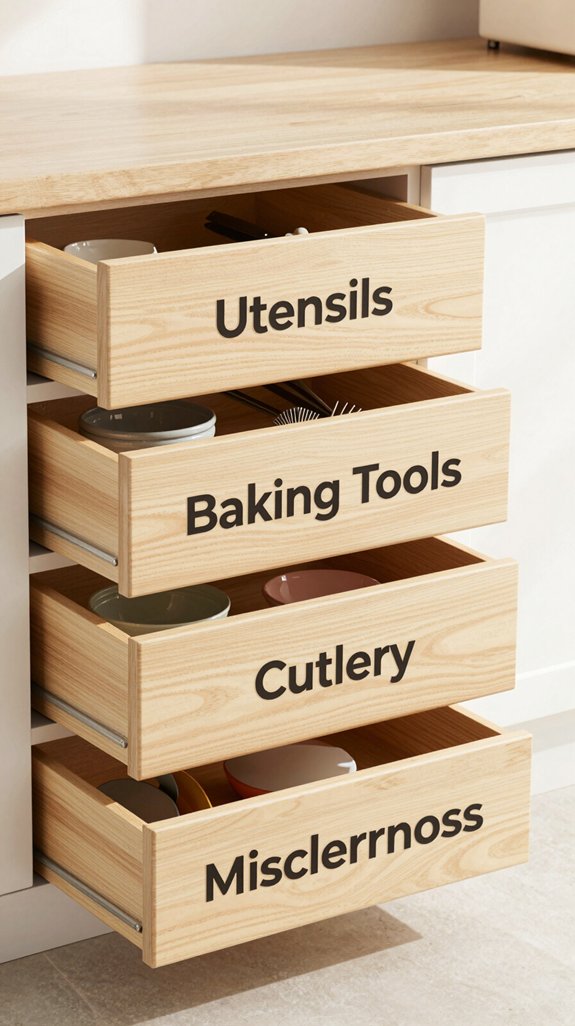 labeled drawers enhance organization