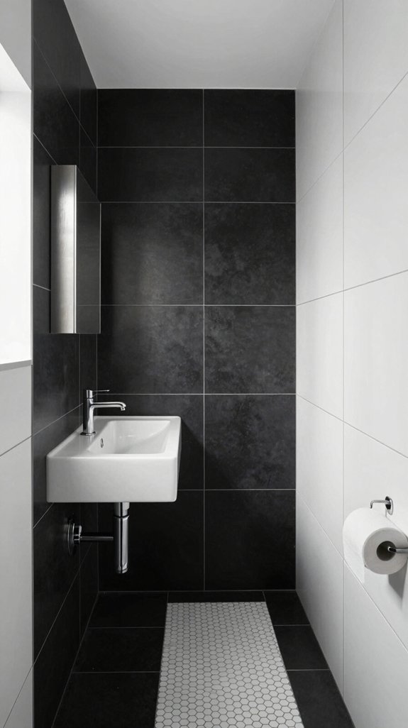 22 Black and White Bathroom Ideas for Timeless Contrast 21 large tiles enhance spaces