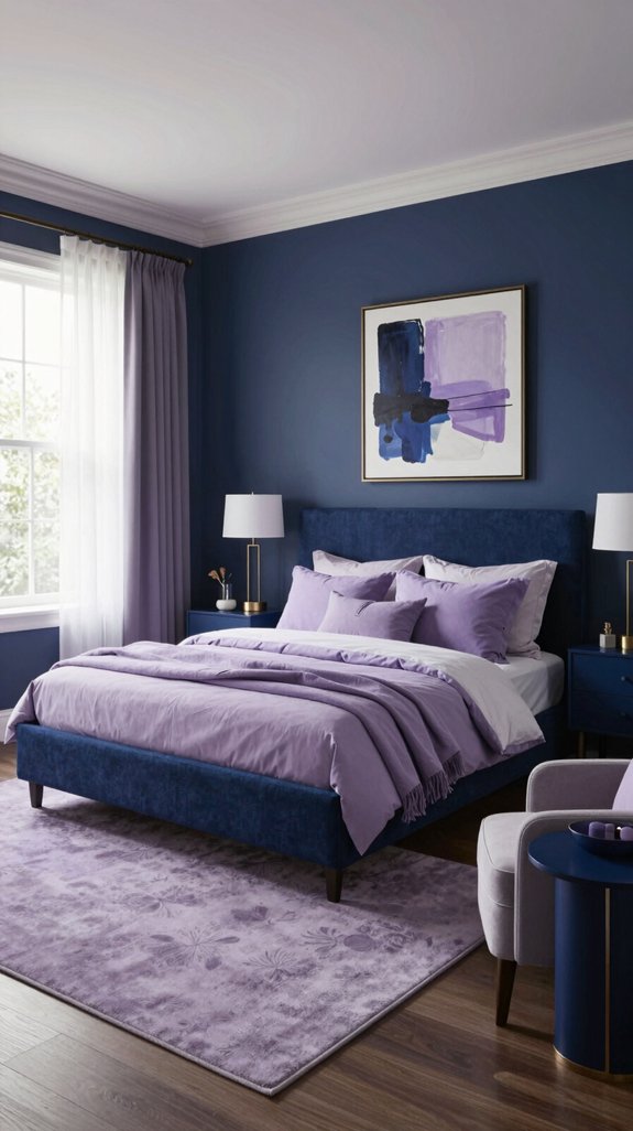 13 Navy Blue Bedroom Ideas for a Sophisticated Look 12 lavender tones enhance navy
