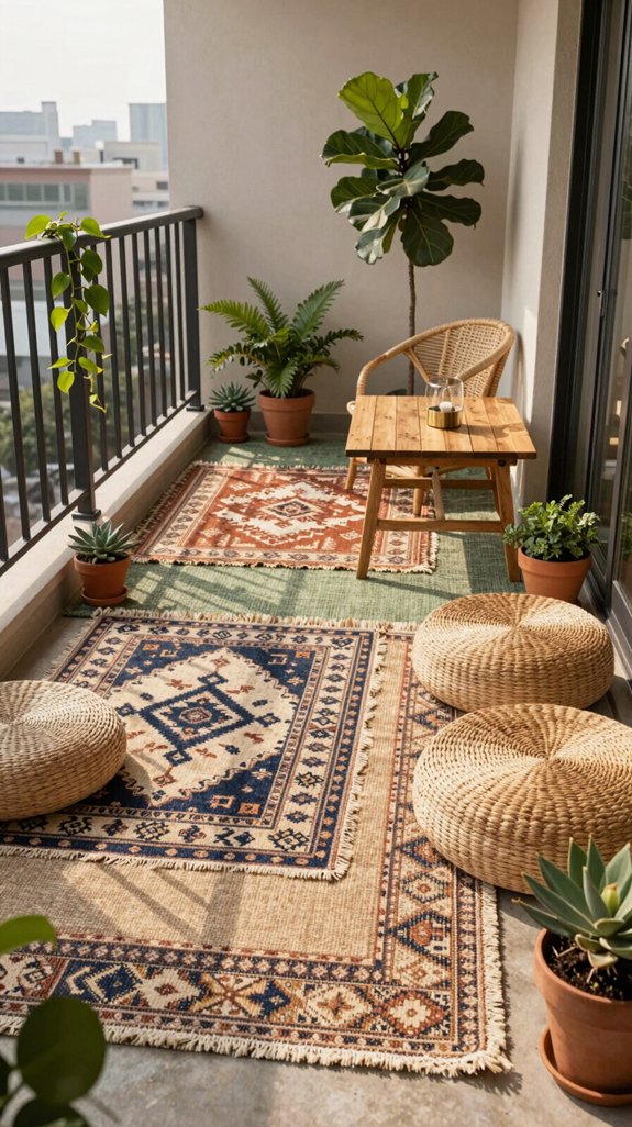 layer rugs for seating