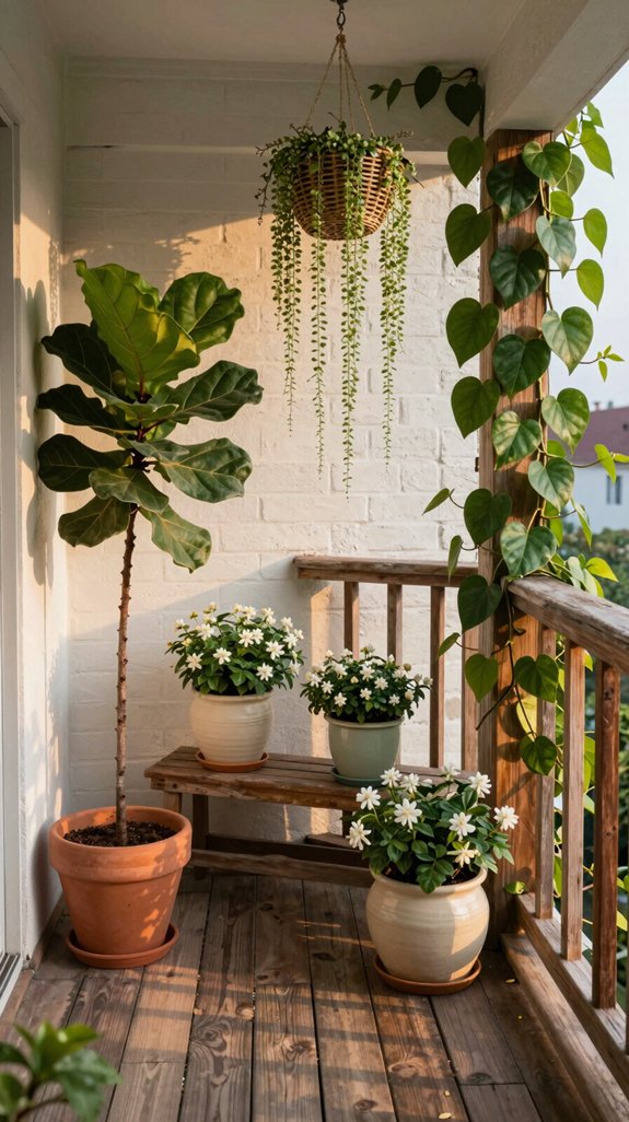 layered balcony plantings design