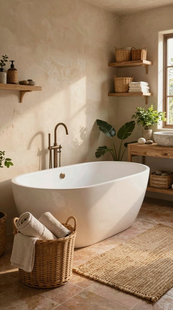 layered natural bathroom textures