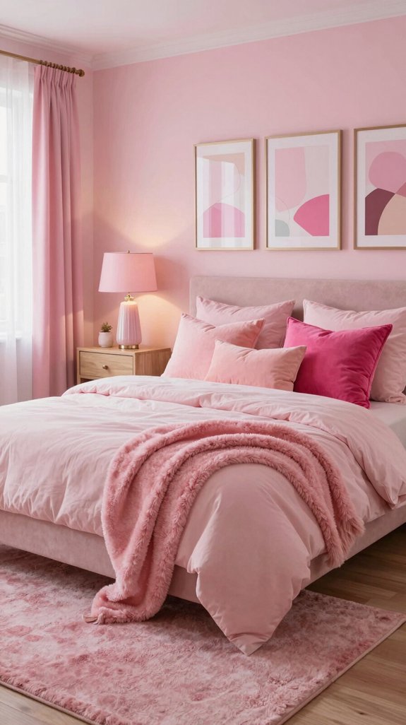 layered pink bedroom design