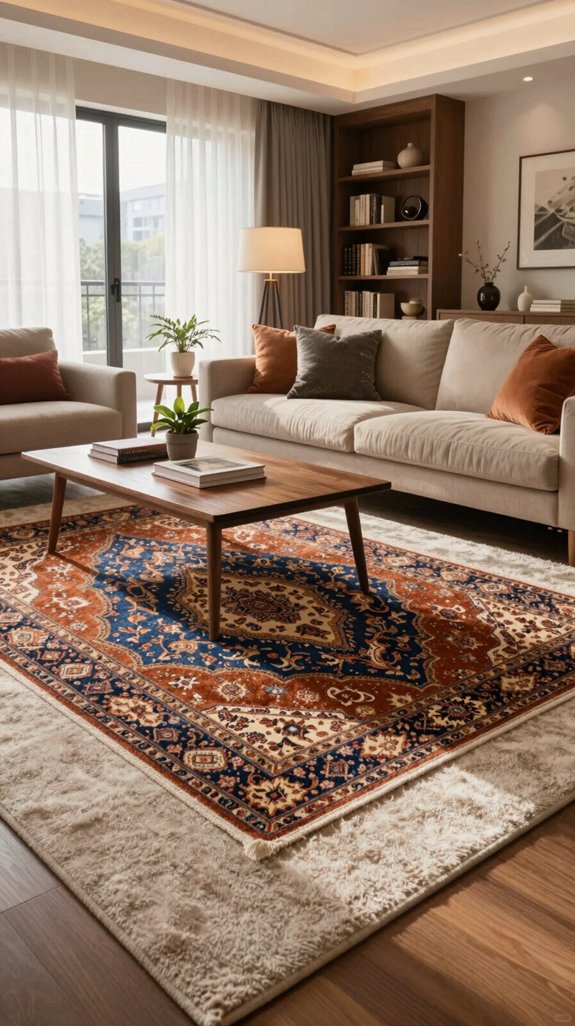layered rugs for warmth