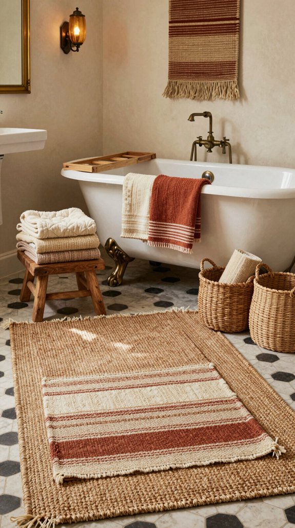 20 Vintage Bathroom Ideas With Timeless Appeal 20 layered textiles for comfort