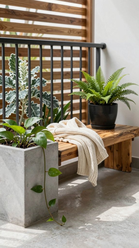 10 Mini Balcony Ideas for Small but Stylish Spaces 7 layered textures enhance depth