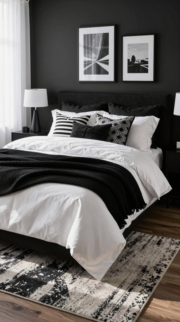 14 Black and White Bedroom Ideas That Never Go Out of Style 8 layered textures for coziness