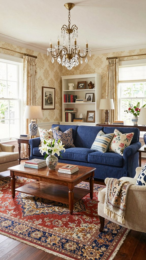17 Classic Living Room Design Ideas That Feel Timeless 7 layering classic patterns creatively
