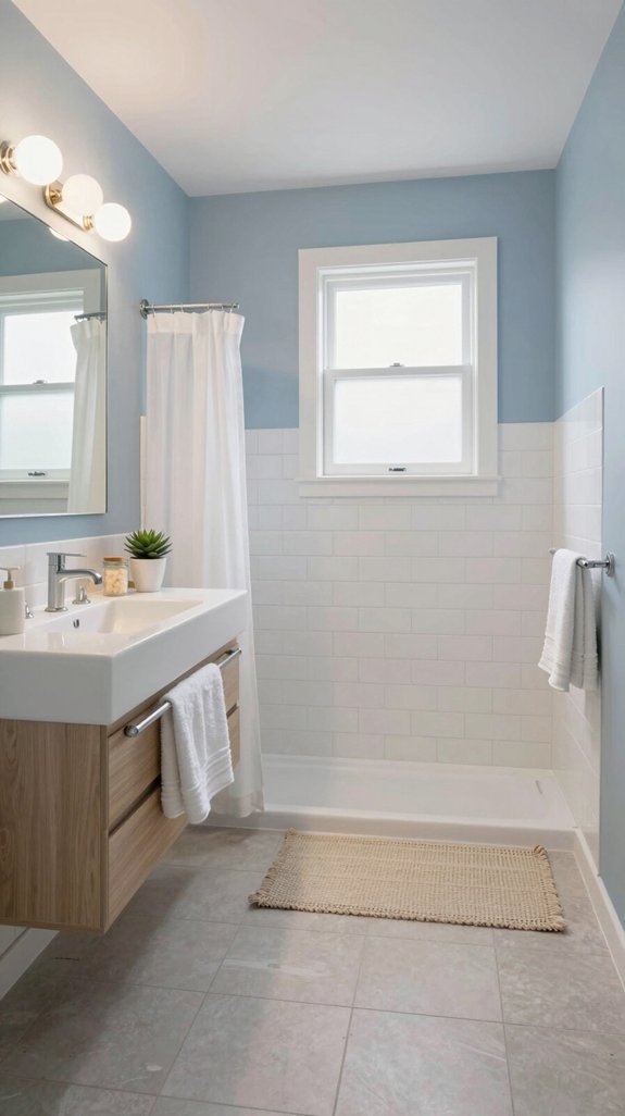 25 Blue Bathroom Ideas for a Calm Coastal Vibe 3 light blue enhances space