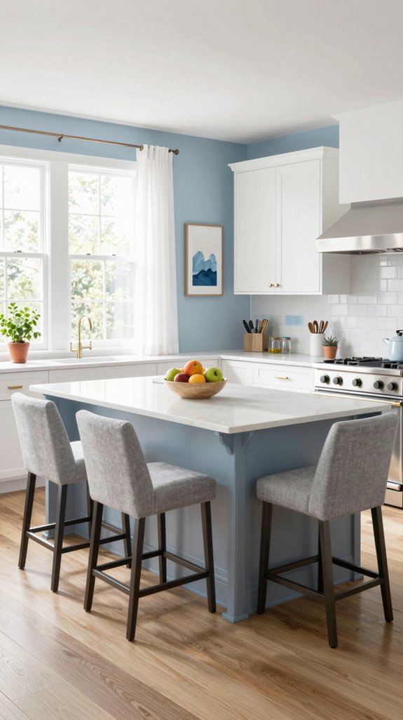 lighter blues enhance kitchen sophistication
