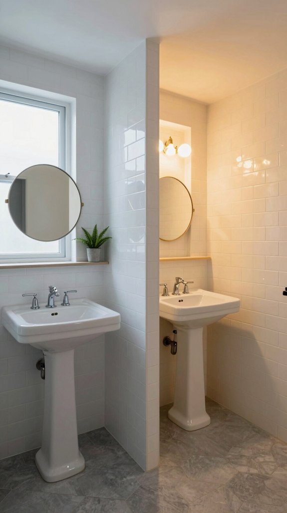19 Powder Bathroom Ideas That Make a Statement 5 lighting color affects perception