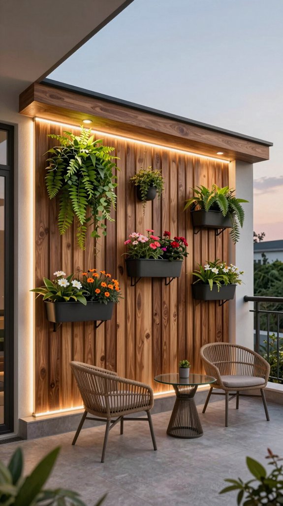 20 Balcony Wall Design Ideas for a Stunning Backdrop 13 lighting enhances wall design