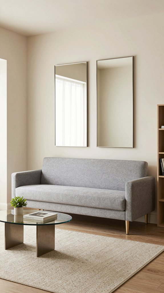 long mirrors above sofas