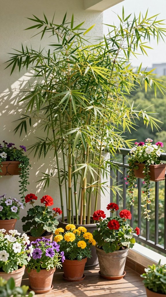 18 Balcony Flowers That Instantly Brighten Any Space 9 lush bamboo for privacy
