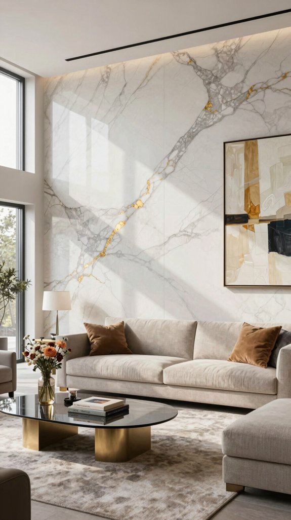 22 Wall Decor Design Ideas for Living Rooms 13 luxurious marble design accents
