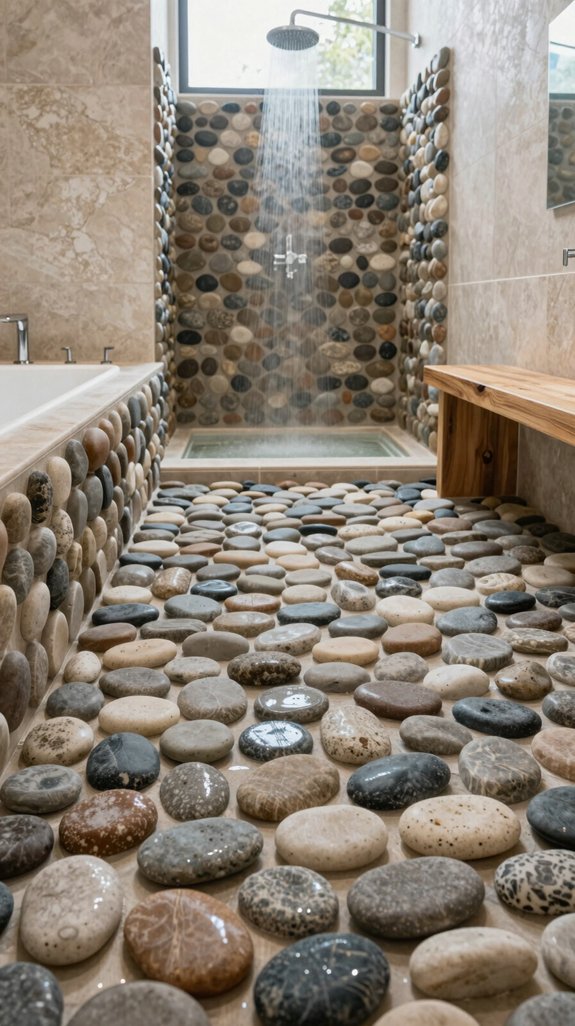 24 Bathroom Tiles Combination Ideas for a Designer Finish 20 luxurious spa pebble flooring