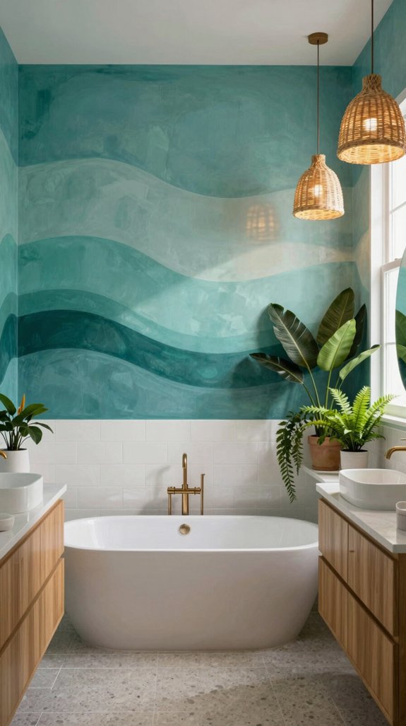 25 Blue Bathroom Ideas for a Calm Coastal Vibe 14 luxurious tropical teal bathroom