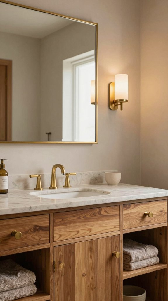 19 Spa Bathroom Ideas to Create a Relaxing Retreat 13 luxurious wood and brass