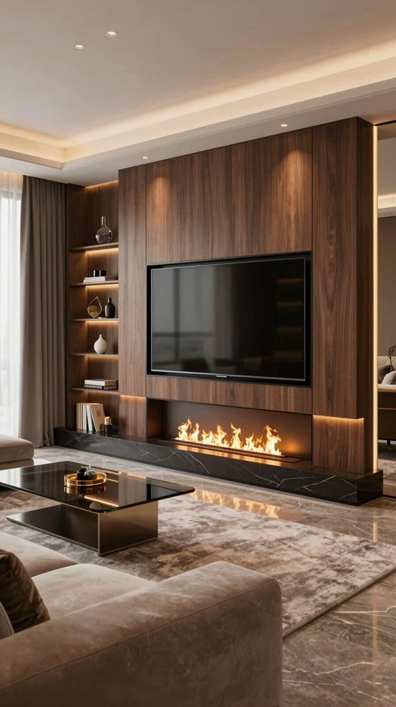 luxury fireplace tv integration