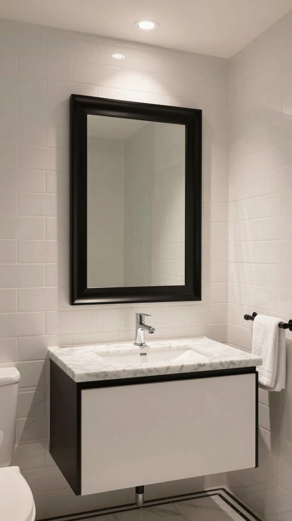 22 Black and White Bathroom Ideas for Timeless Contrast 8 luxury hotel mirror elegance