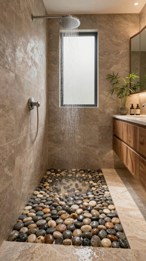 luxury pebble shower installation