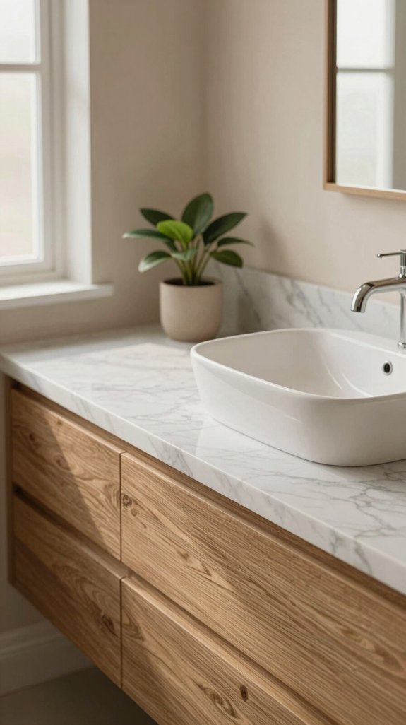 marble and wood elegance