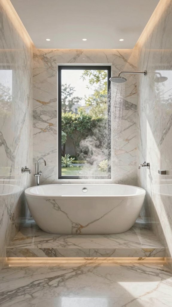 marble wrapped wet room elegance