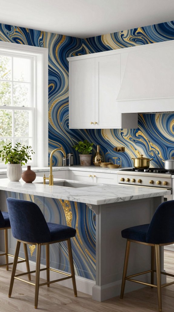 marbled wallpaper kitchen luxury