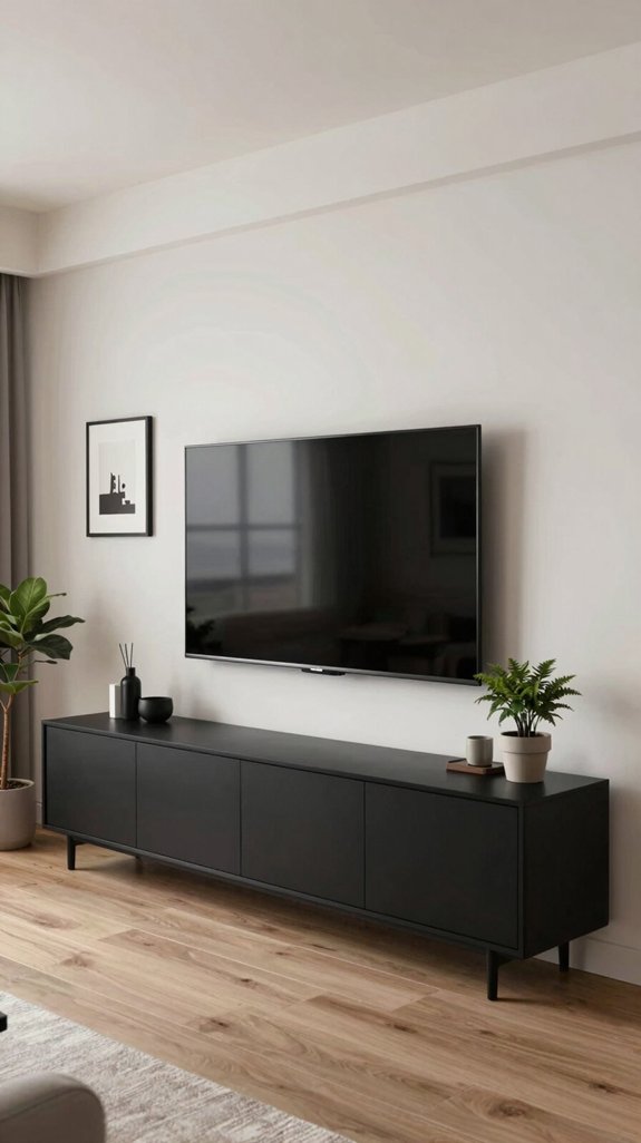 16 LED TV Panel Design Ideas for Living Rooms 12 matte black cabinets elevate design