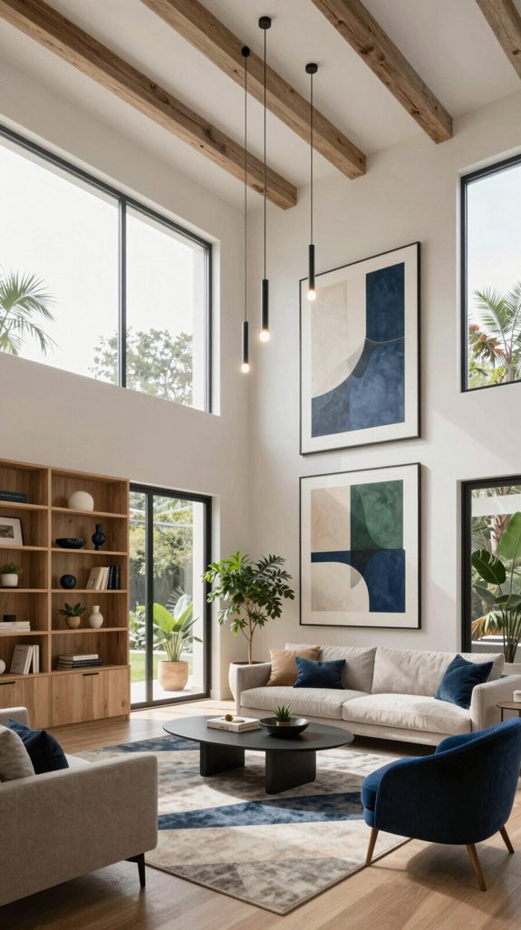 12 Double Height Living Room Wall Design Ideas - Home Stylistica