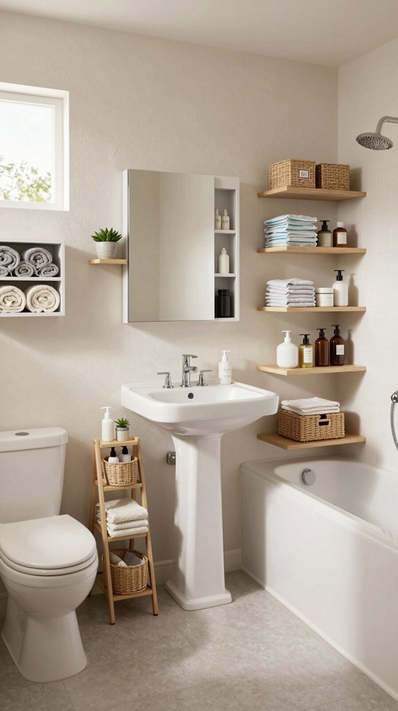 maximize space in bathrooms