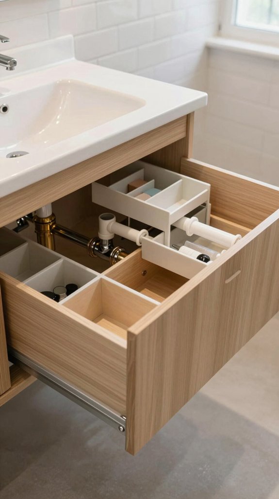 maximize storage around plumbing