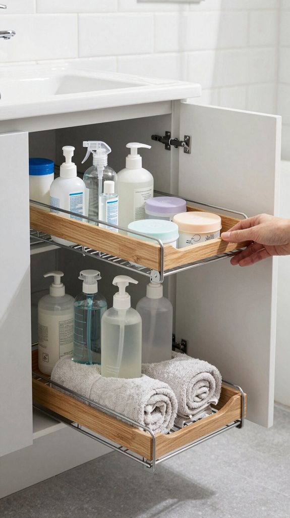 26 Tiny Bathroom Storage Ideas That Save Every Inch 20 maximized cabinet storage accessibility