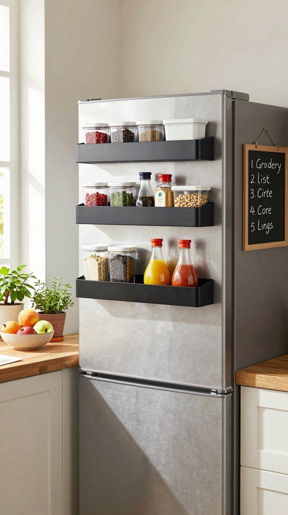 18 Kitchen Shelf Ideas for Stylish Storage 17 maximizing fridge side storage space