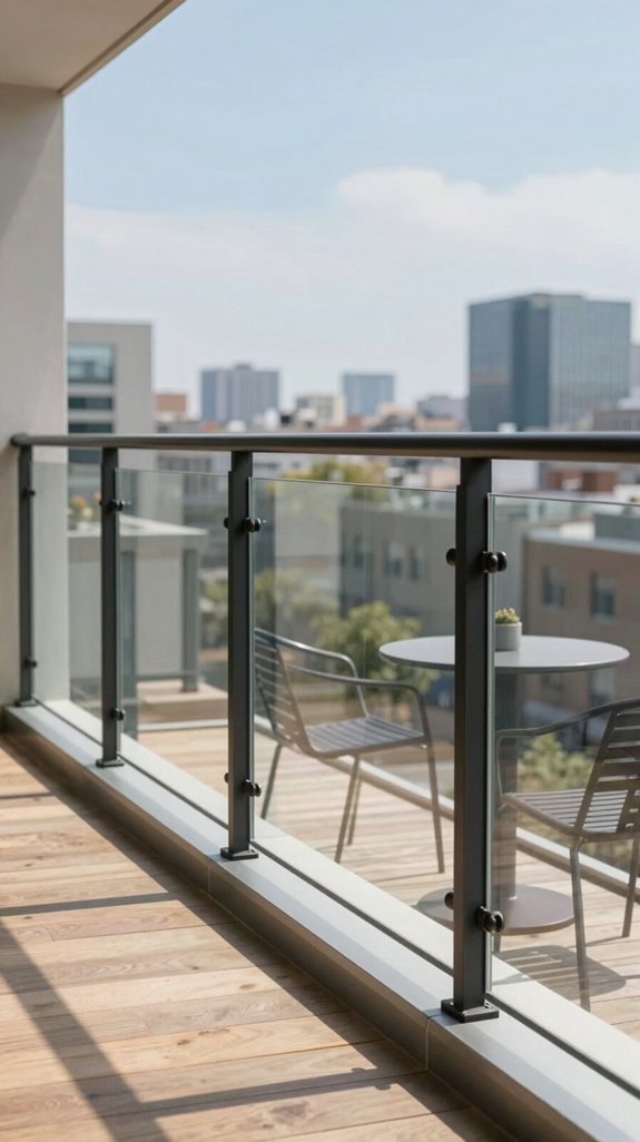 metal framed glass railings elegance
