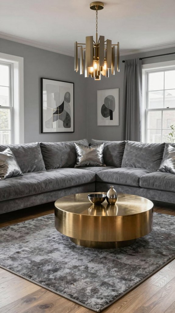 15 Gray Living Room Design Ideas for a Timeless Interior 10 metallic accents enhance elegance