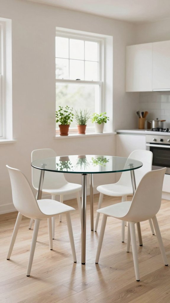 18 Small Kitchen Table Ideas for Compact Dining 9 minimalist glass kitchen tables
