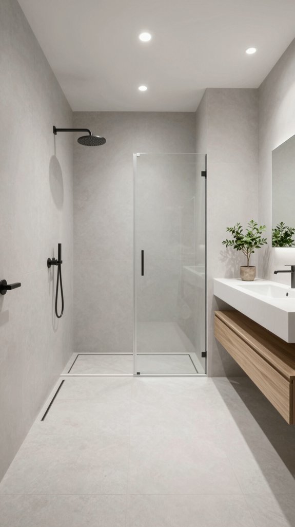 minimalist open wet room